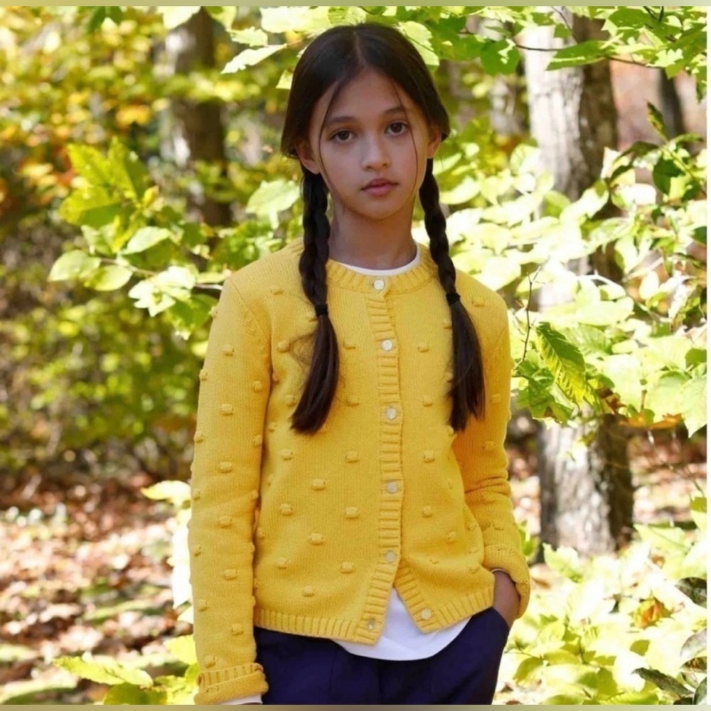 New Classic Prep Elise Popcorn Cardigan Sweater Solid Banana Cream
